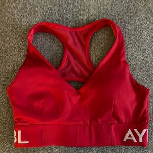 AYBL red racer mesh back sports bra v neck - Womens medium